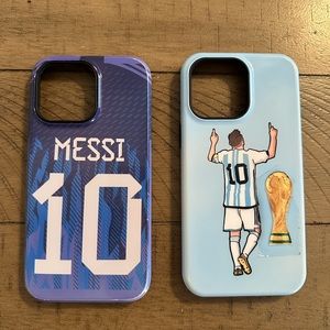 2x Lionel Messi GOAT Fifa World Cup iPhone 14 Pro Max Phone Case Cover Argentina